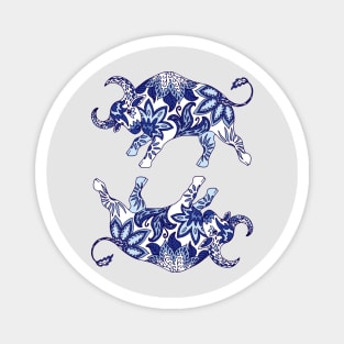 Paisley Oxen (Blue and Grey Palette) Magnet